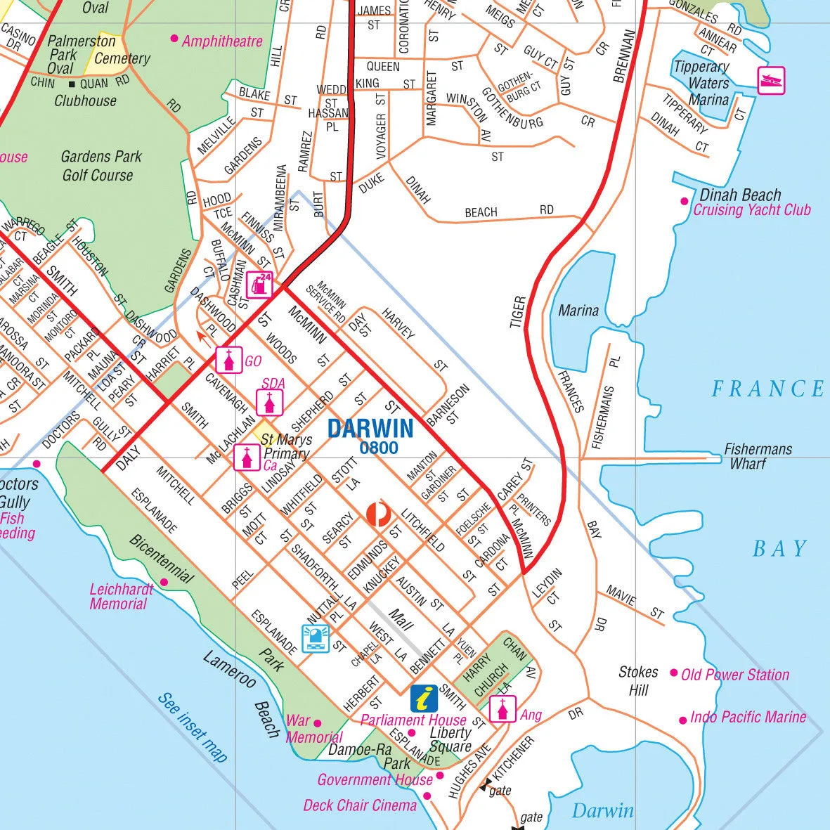 Darwin Hema 500 x 810mm Laminated Wall Map