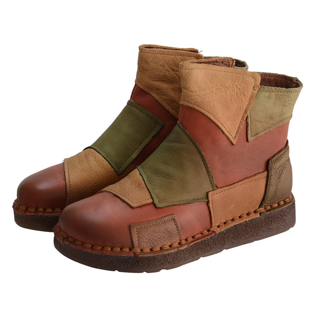 Handmade Velvet Patch Retro Boots 35-43 | Gift Shoes
