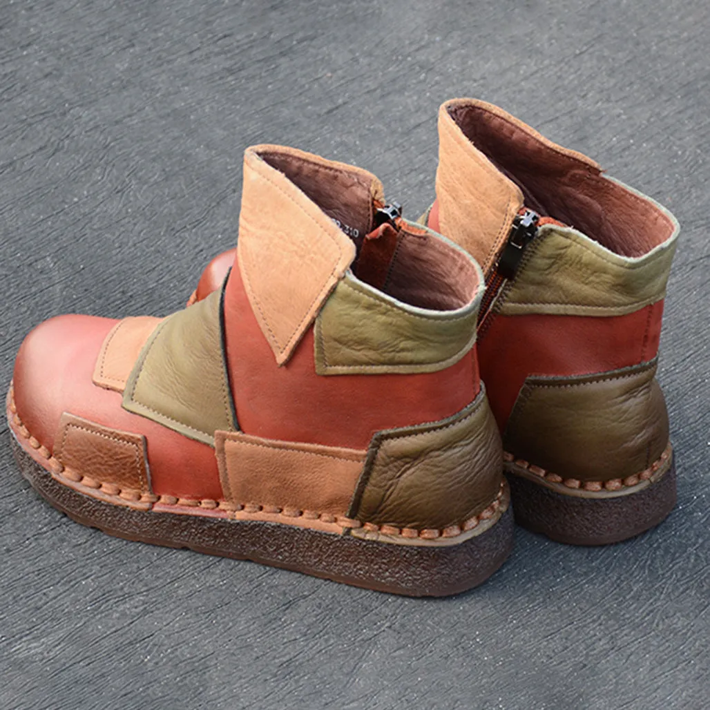 Handmade Velvet Patch Retro Boots 35-43 | Gift Shoes