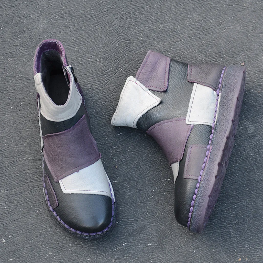 Handmade Velvet Patch Retro Boots 35-43 | Gift Shoes