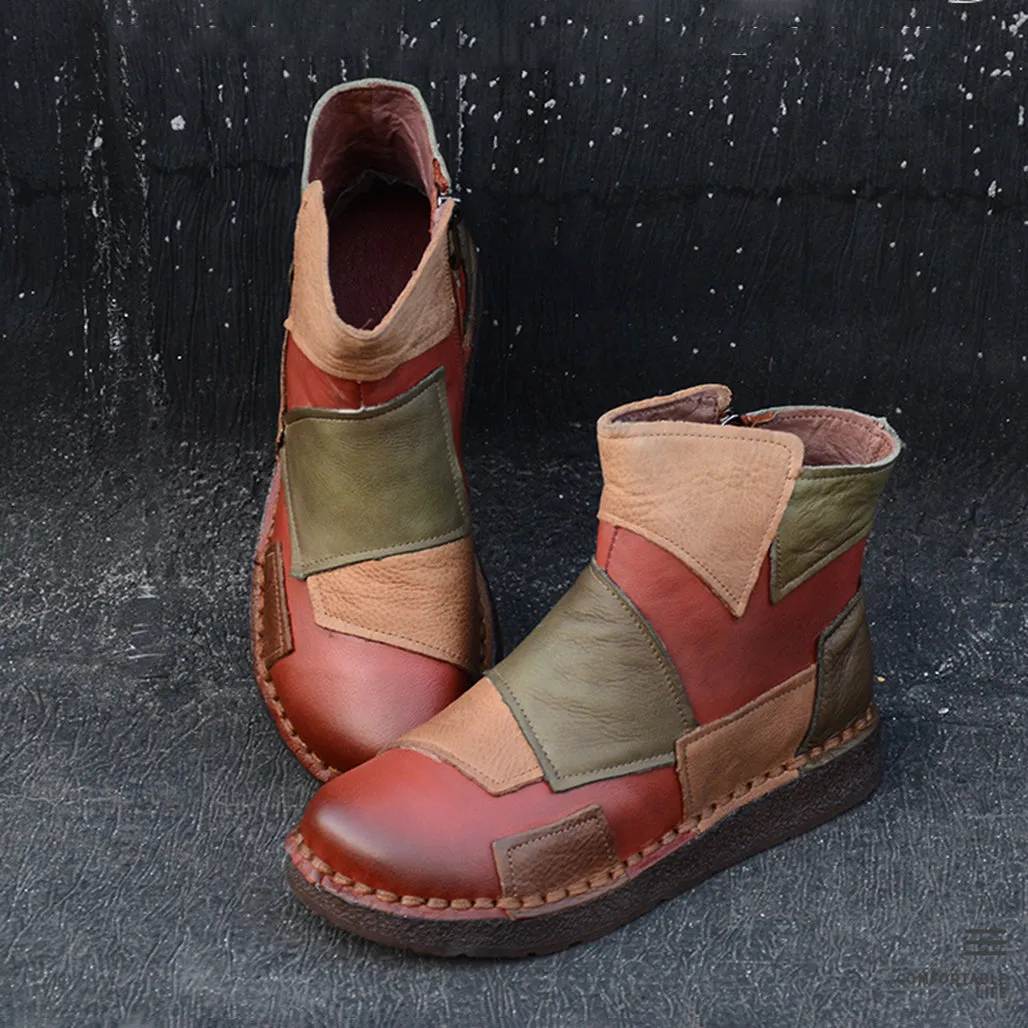 Handmade Velvet Patch Retro Boots 35-43 | Gift Shoes
