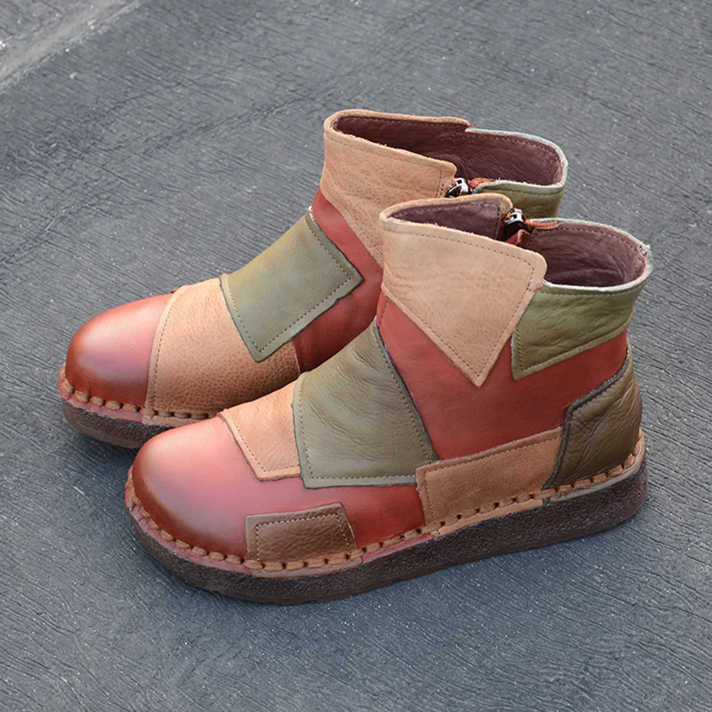 Handmade Velvet Patch Retro Boots 35-43 | Gift Shoes