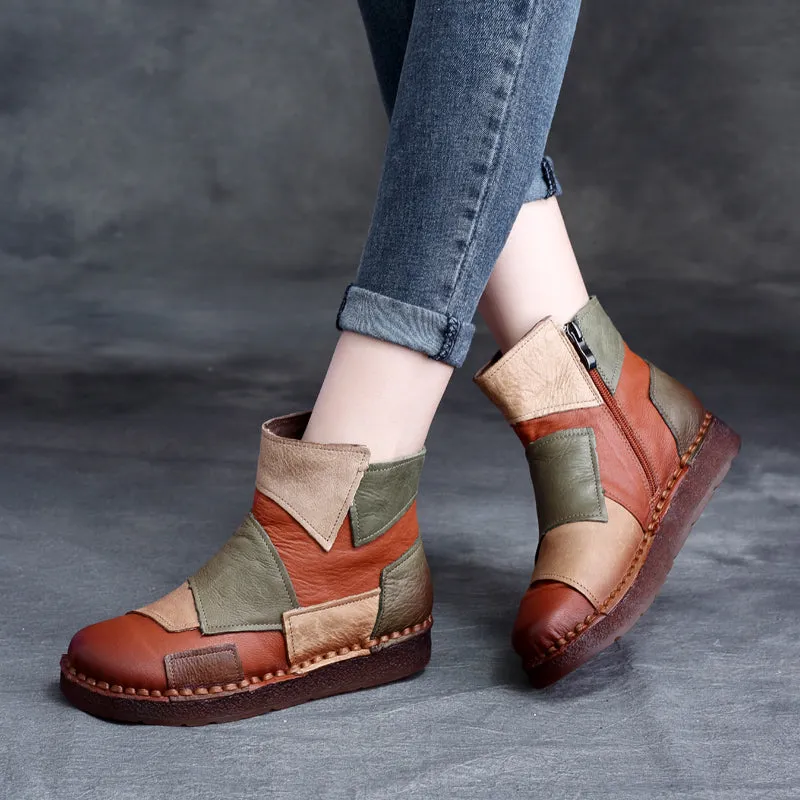 Handmade Velvet Patch Retro Boots 35-43 | Gift Shoes