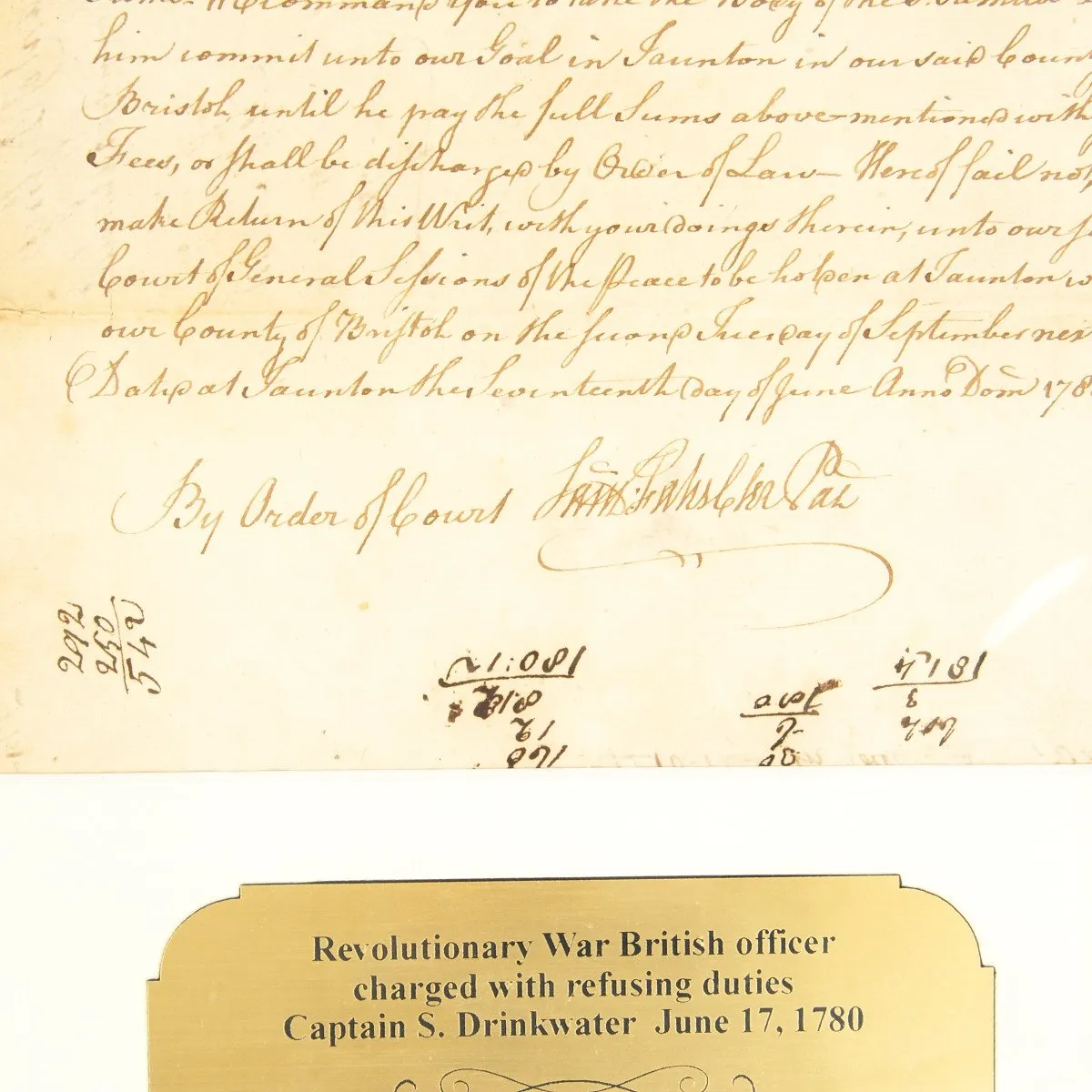 Original British Sea Captain American Revolutionary War Document from Massachusetts Dated 1780