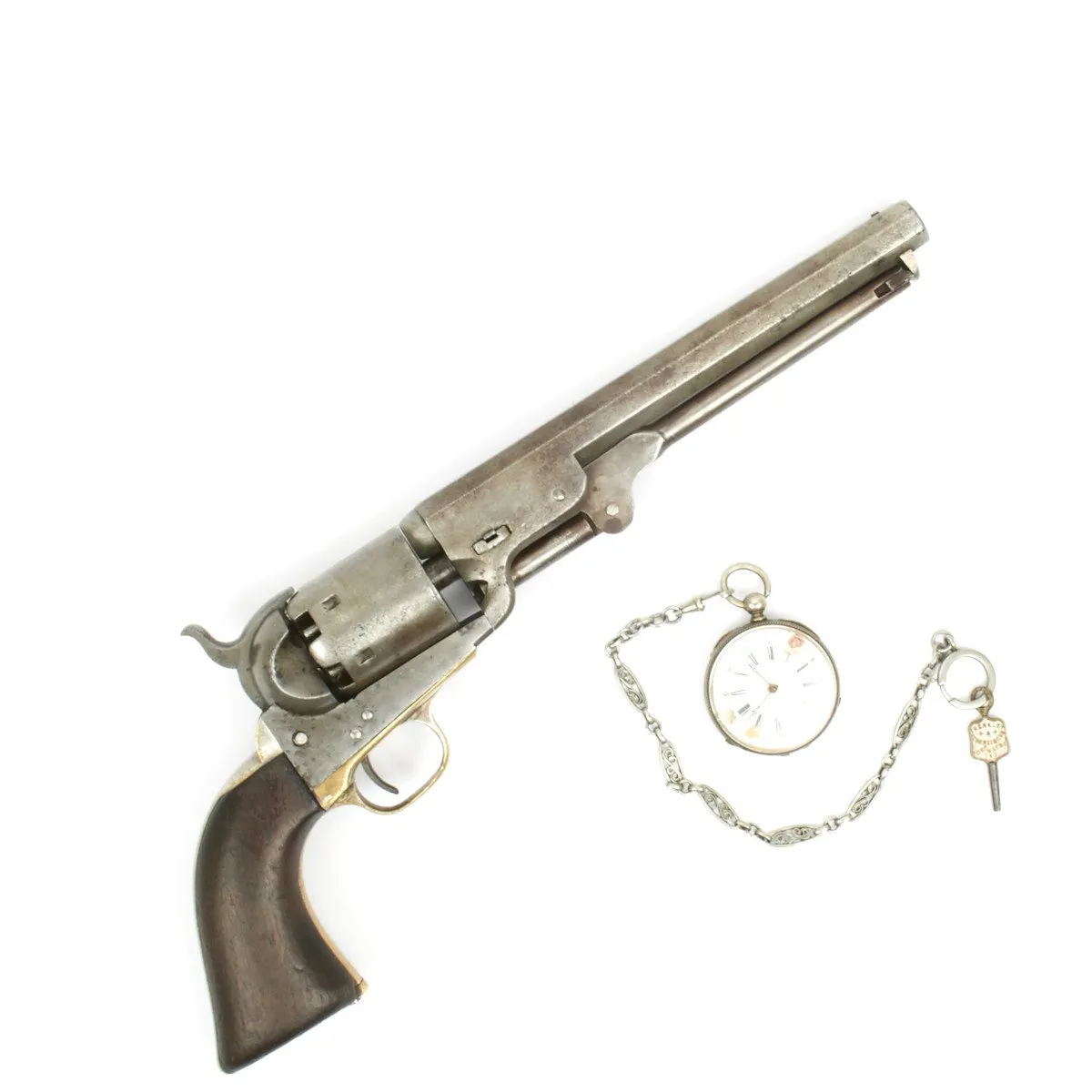 Original Colt 1851 Navy .36 Caliber Pistol and Silver Pocket Watch Named to Joshua Chamberlain 20th Maine Infantry