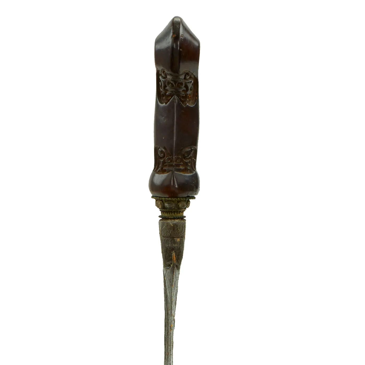 Original Dutch East Indies Kris Dagger with Carved Handle in Scabbard from the Island of Sumatra - circa 1850