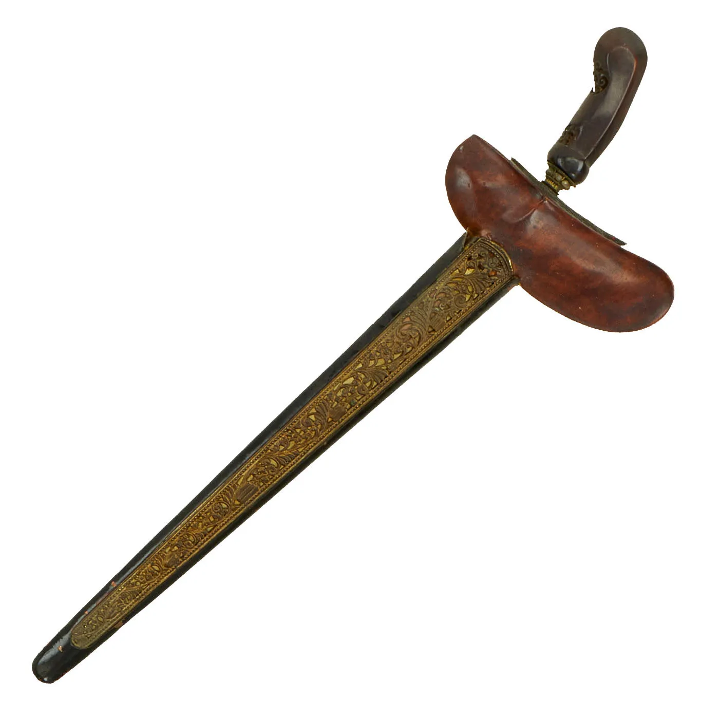 Original Dutch East Indies Kris Dagger with Carved Handle in Scabbard from the Island of Sumatra - circa 1850
