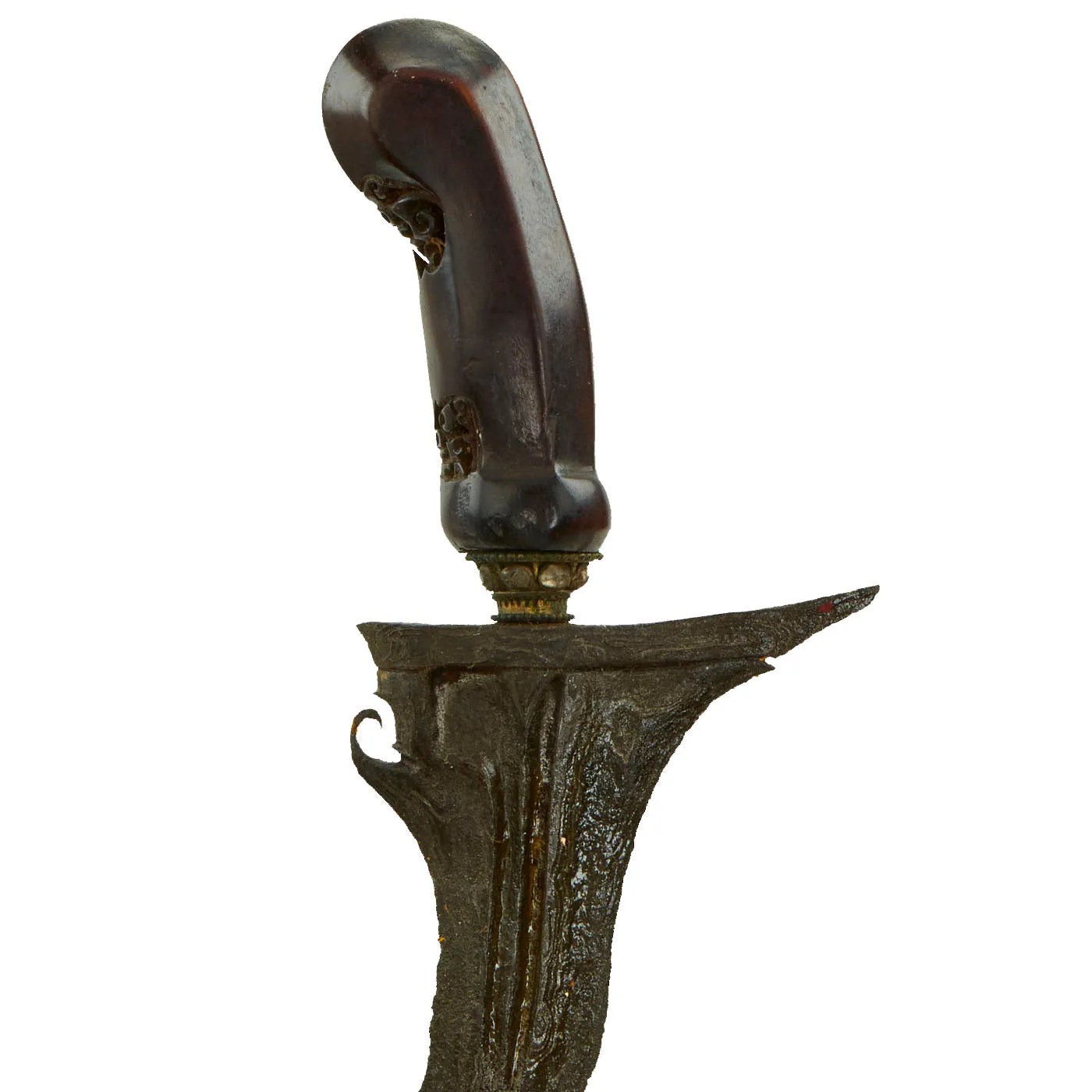 Original Dutch East Indies Kris Dagger with Carved Handle in Scabbard from the Island of Sumatra - circa 1850